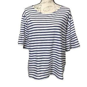 Zara Oversized Striped Top Blue White Size Large